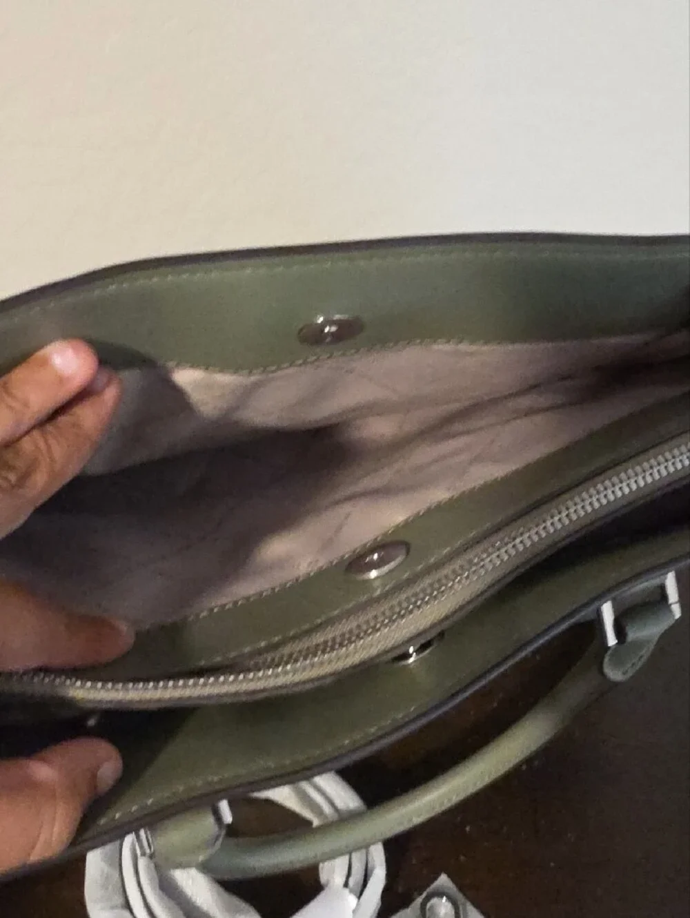 Michael Kors Olive Green Saffiano Leather Satchel with MK Charm